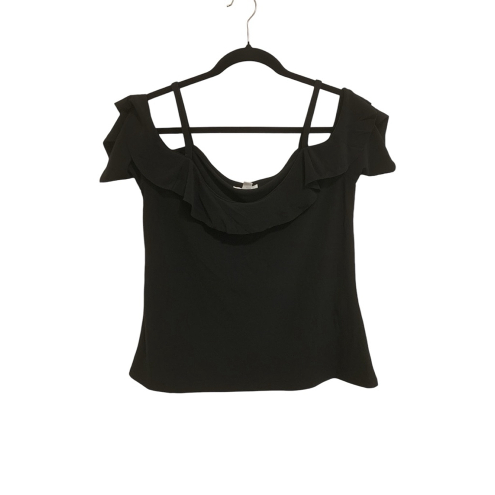 Bar III Black Top cold shoulder off shoulder Large Y2K sexy summer festival - Picture 10 of 15